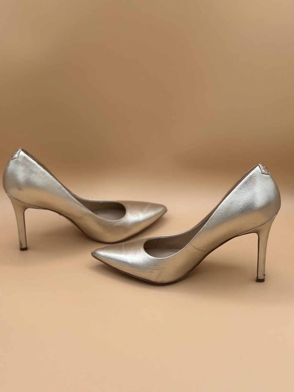 Sam Edelman Hazel LT Gold Leather Pointed Toe Pumps Size 7M - Picture 3 of 6